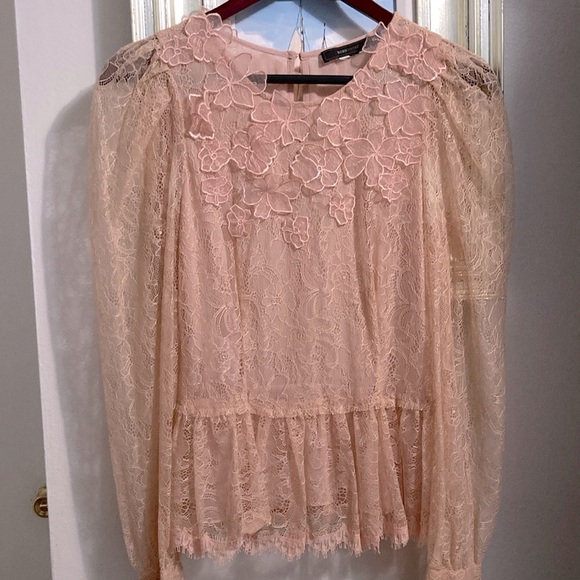 Elegant Lace Blouse in Peach by Zara - Picture 4 of 12